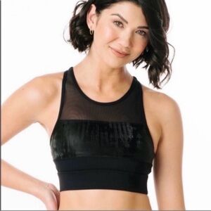 ZYIA Black Mesh Padded Sports Bra